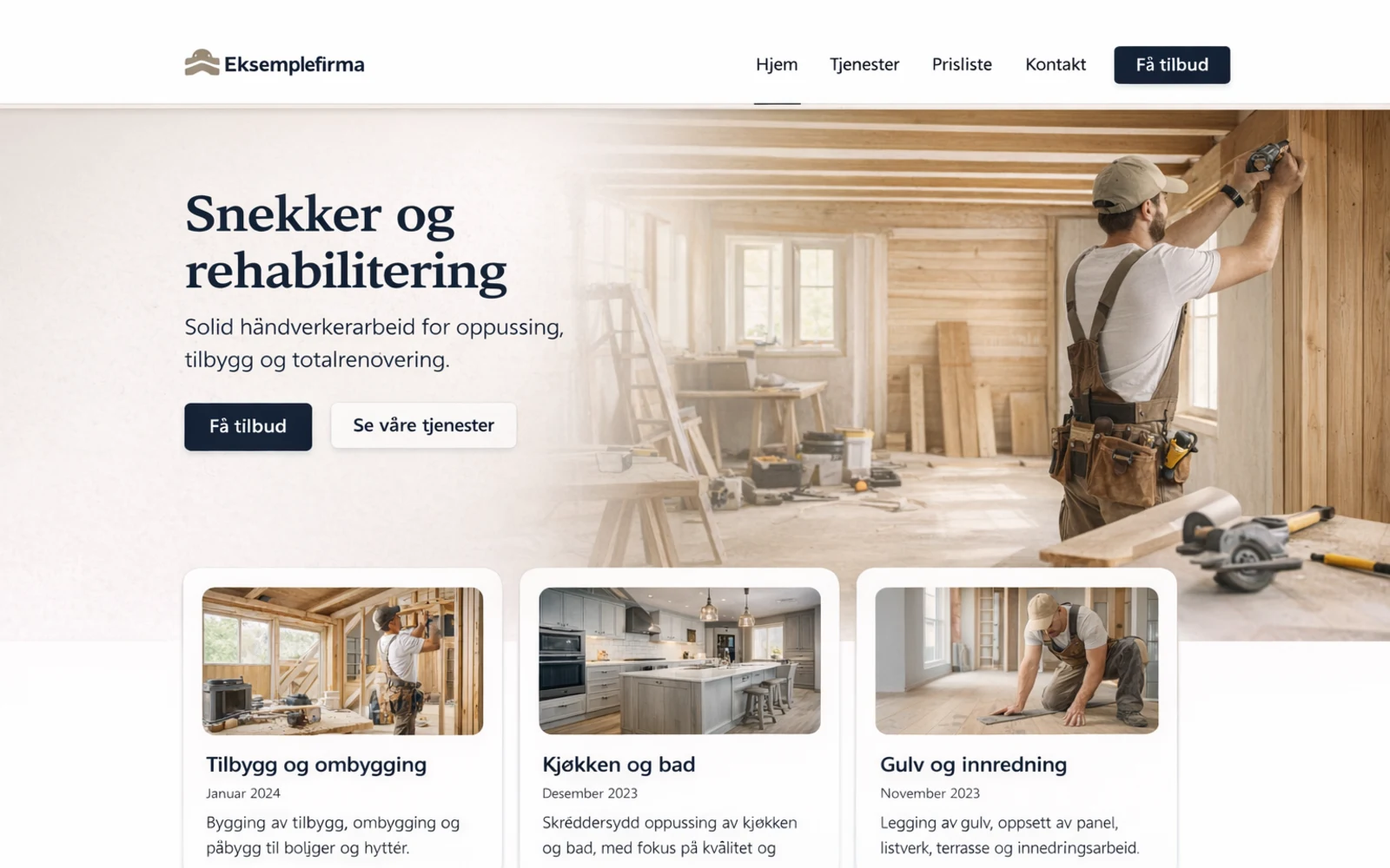 Ny hjemmeside for lokal håndverker